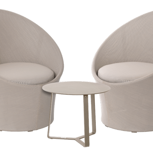 3 dalių sodo baldų komplektas „Lisbon Round“ smėlio spalvos.