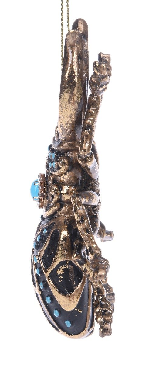 Blue and gold beetle ornament 9x2x11 cm