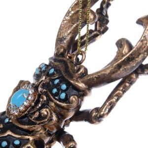 Blue and gold beetle ornament 9x2x11 cm