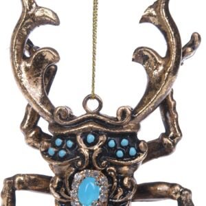 Blue and gold beetle ornament 9x2x11 cm