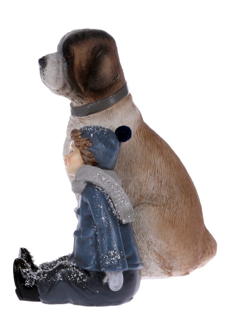 Boy with dog figurine 13x11x15 cm