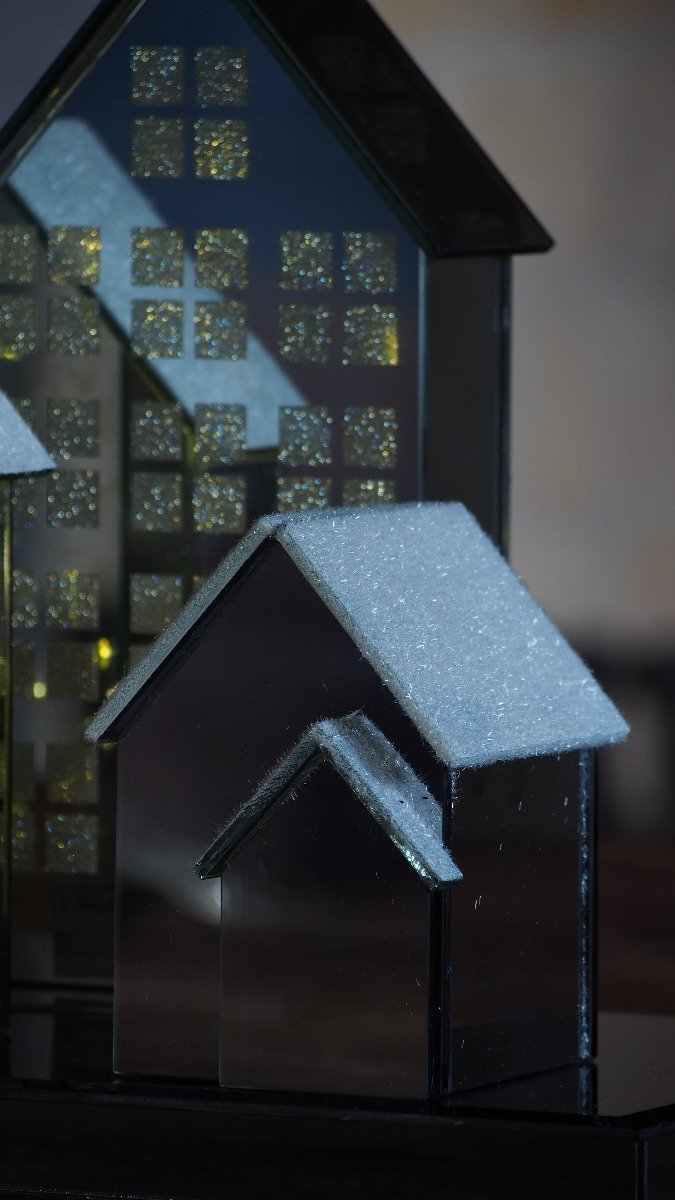 Double LED mirror house 10x9x12 cm