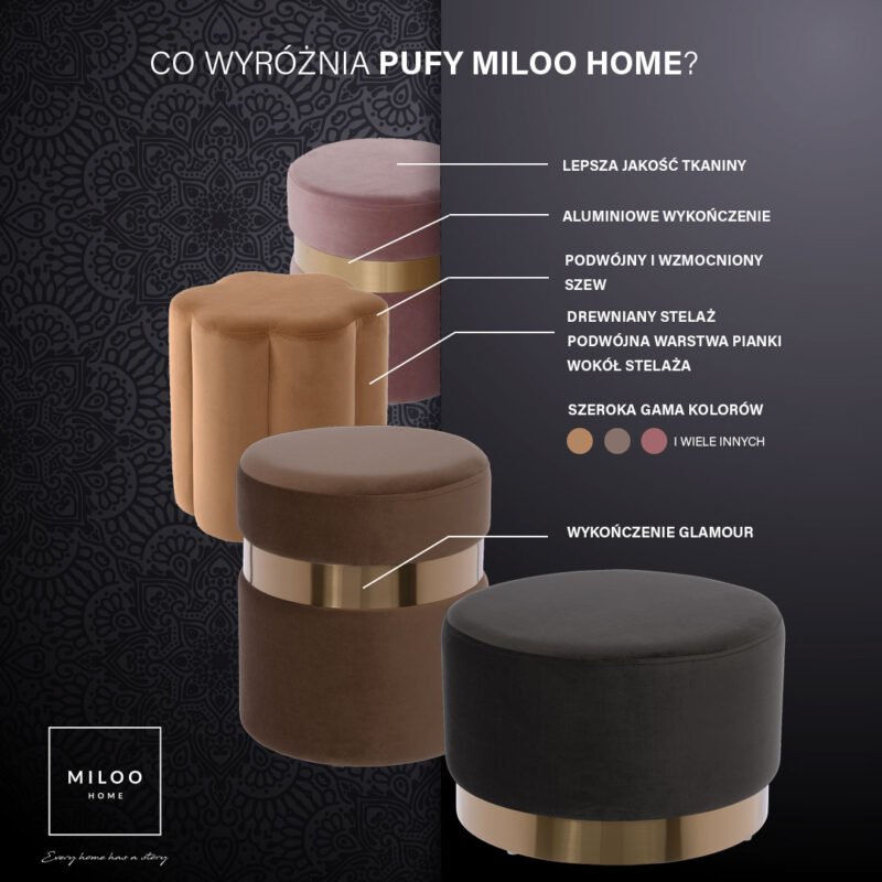 Pufa New Nero 55x35cm velvet powder rose